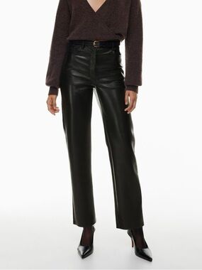 Aritzia Black Faux Leather Straight-Leg Pants